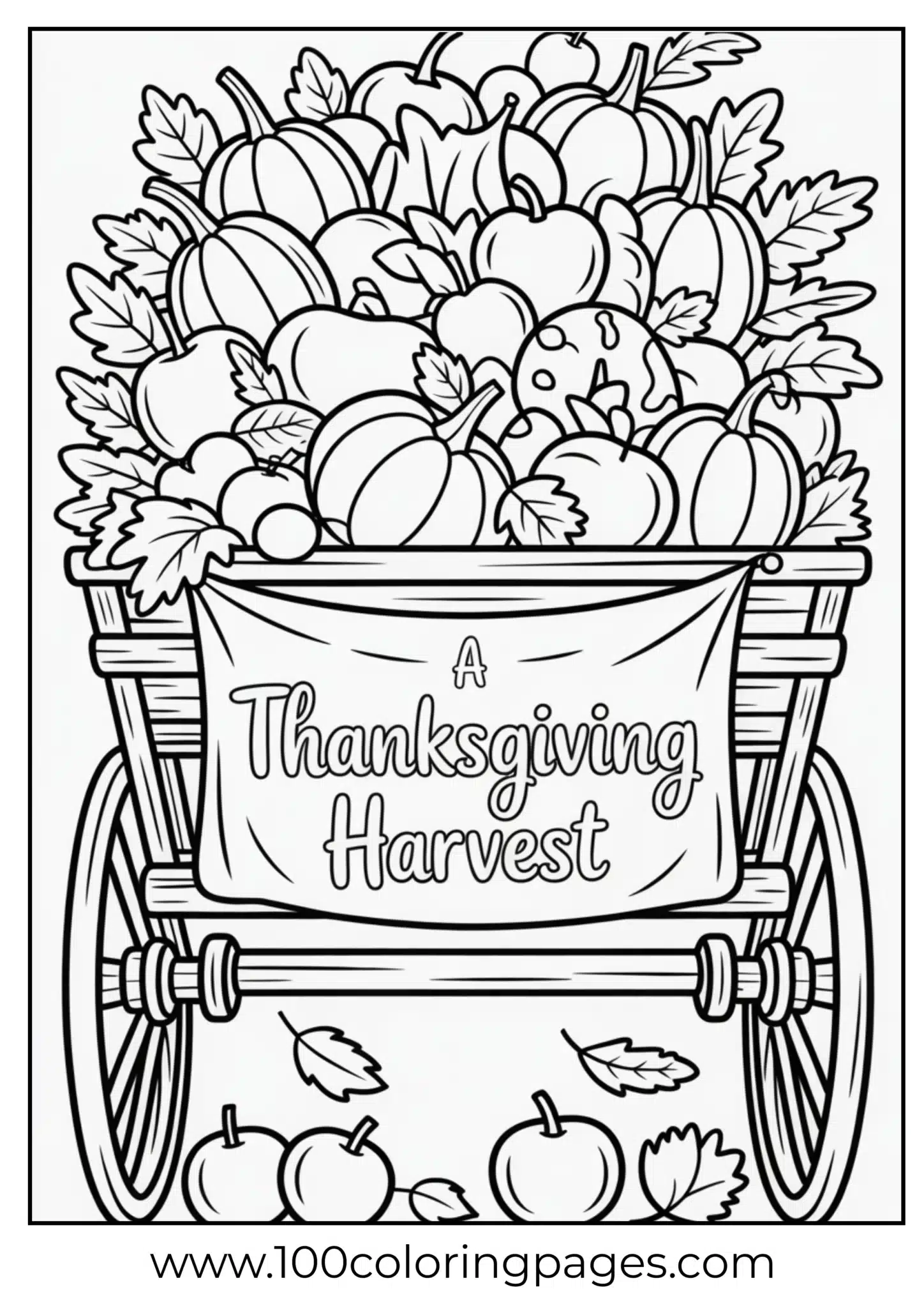 A cart with gourds and apples at Thanksgiving