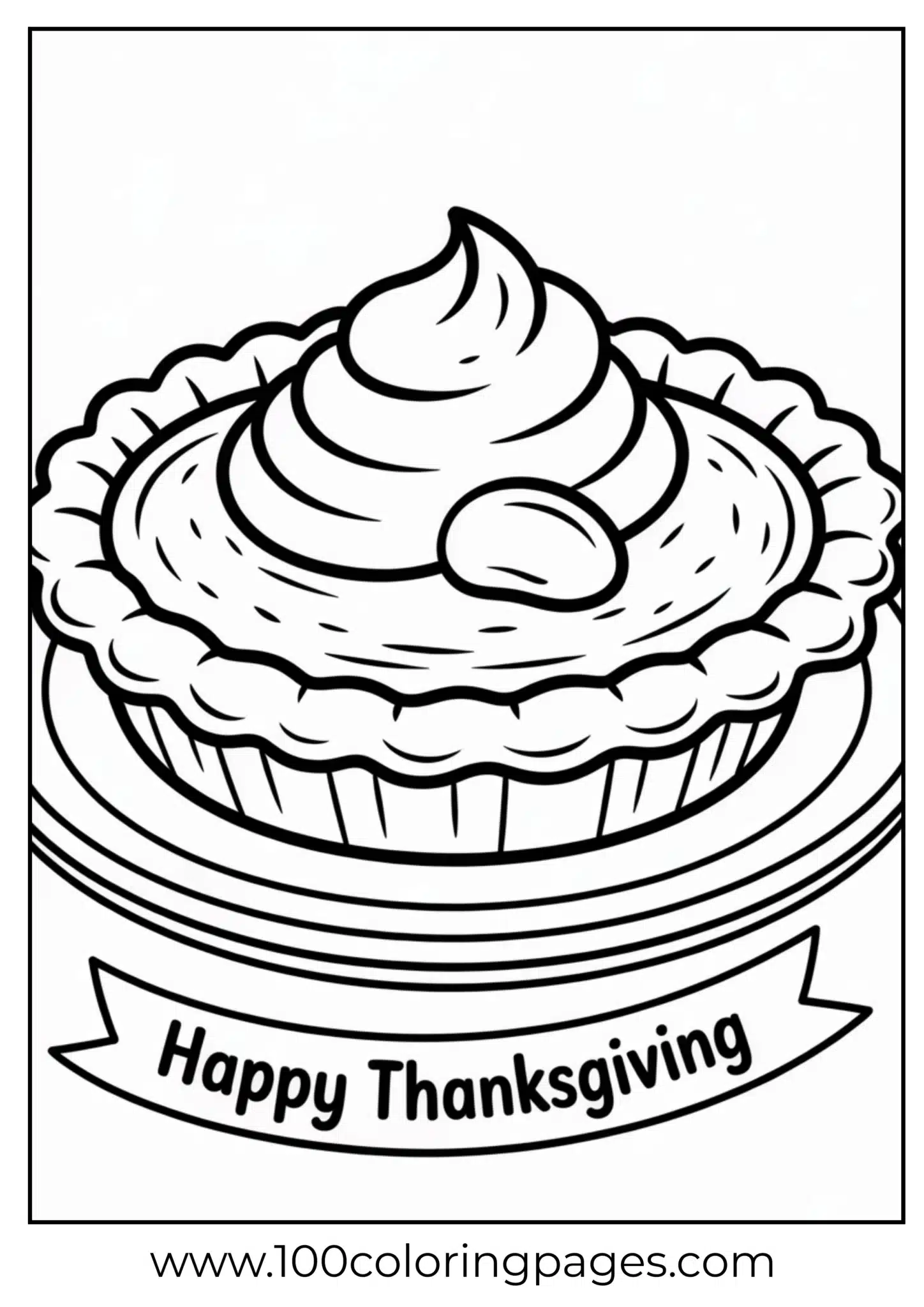 A pumpkin pie with whipped cream on Thanksgiving