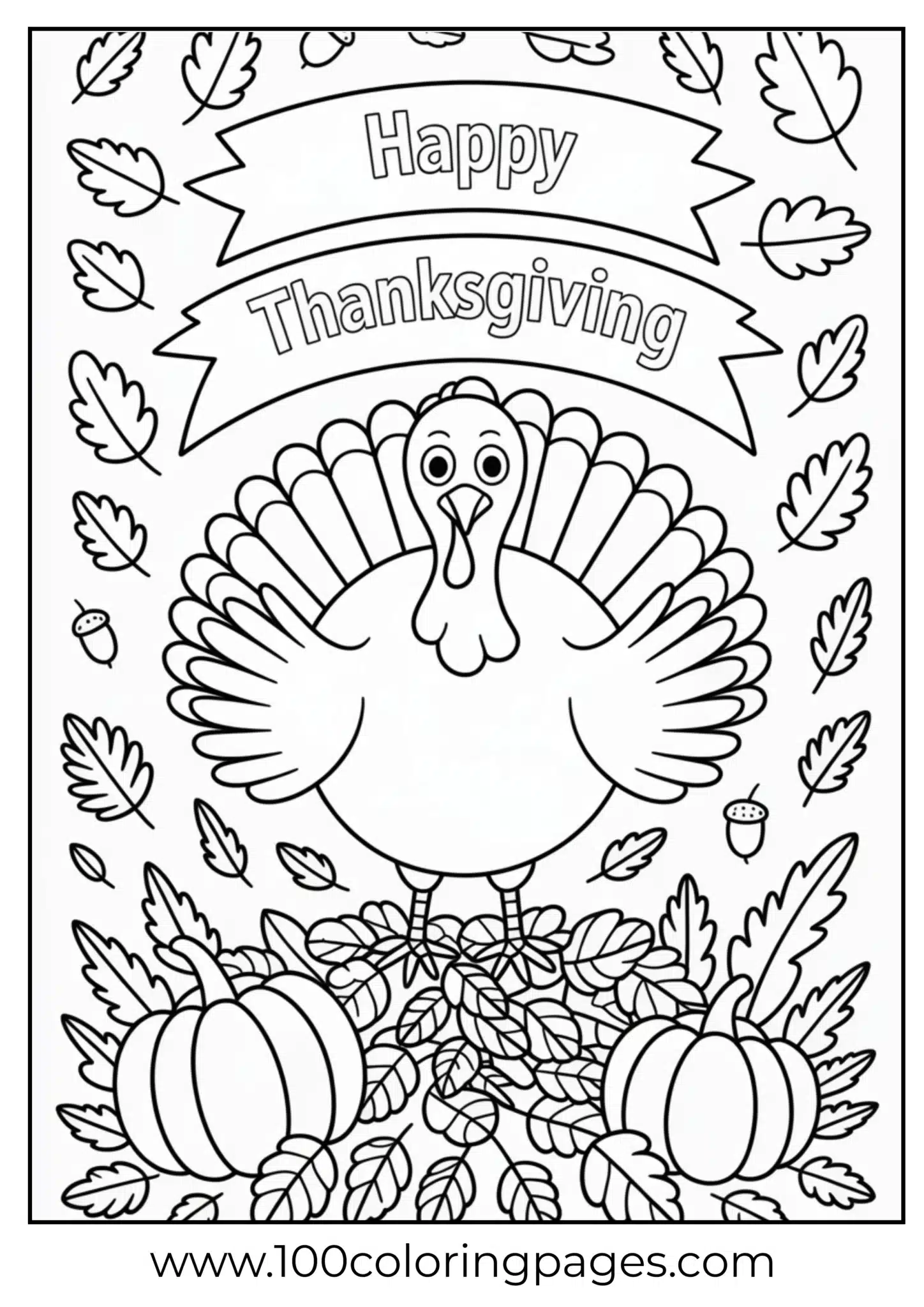 A turkey standing on leaves at Thanksgiving