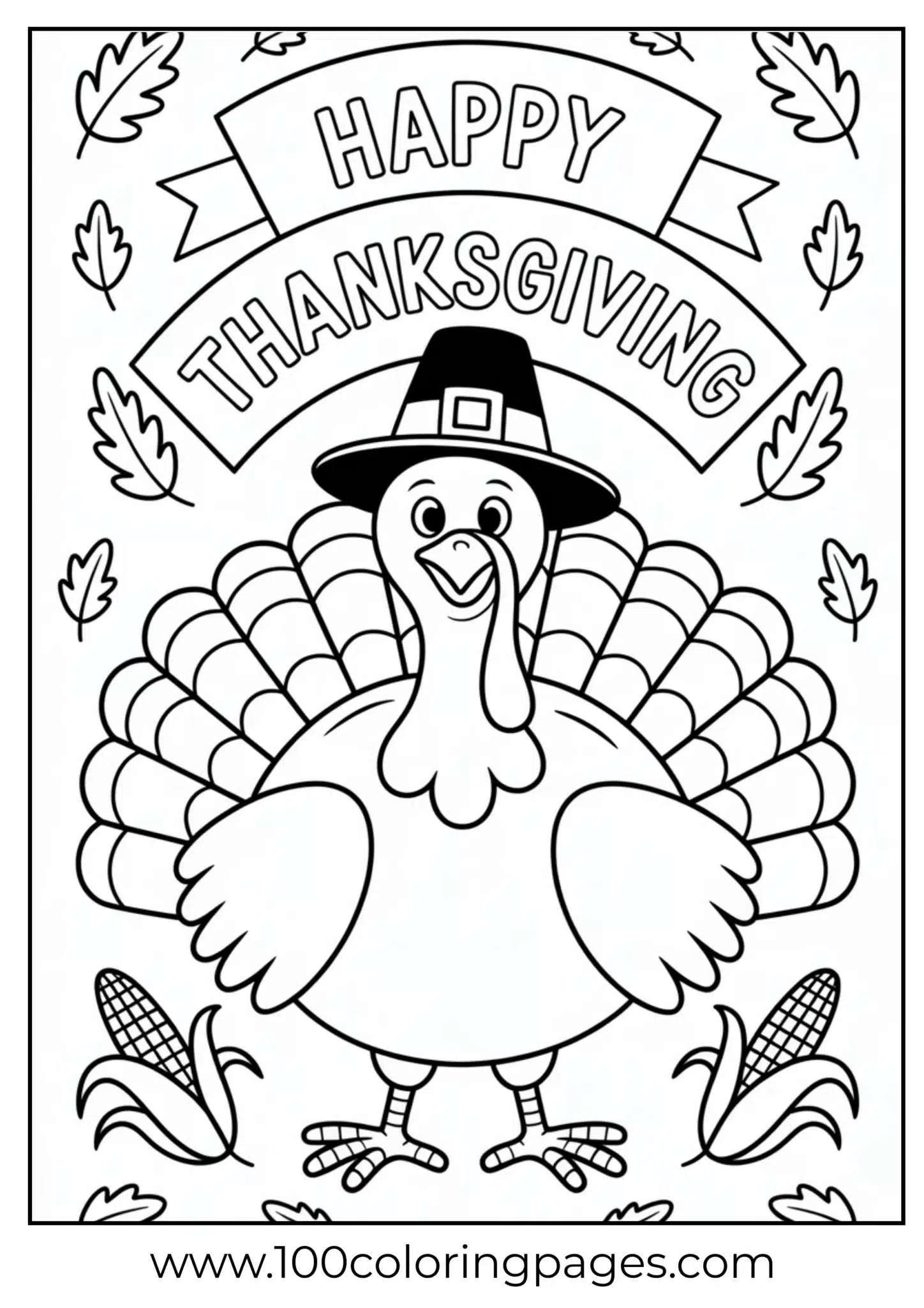 A turkey with pilgrim hat at Thanksgiving